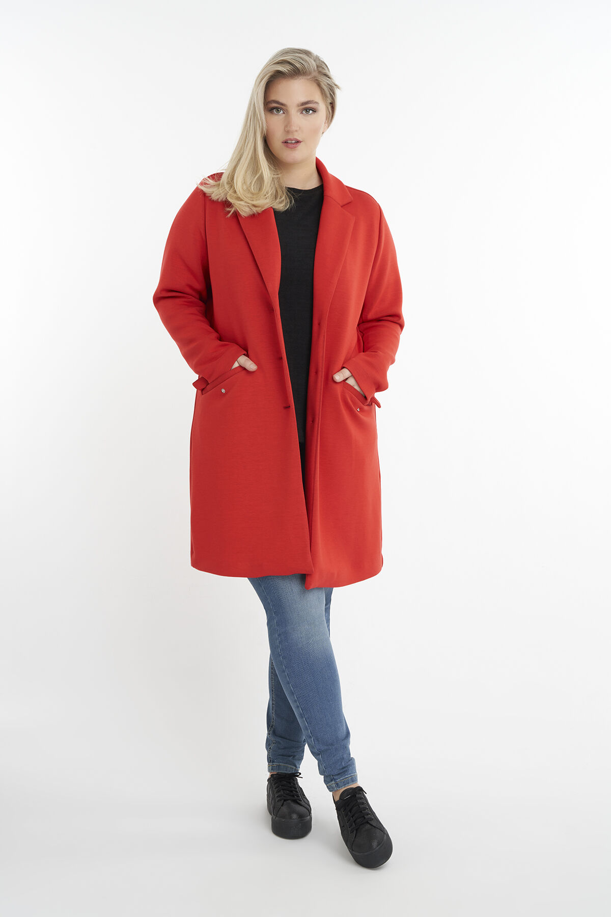 Abrigo largo de jersey  image number 4