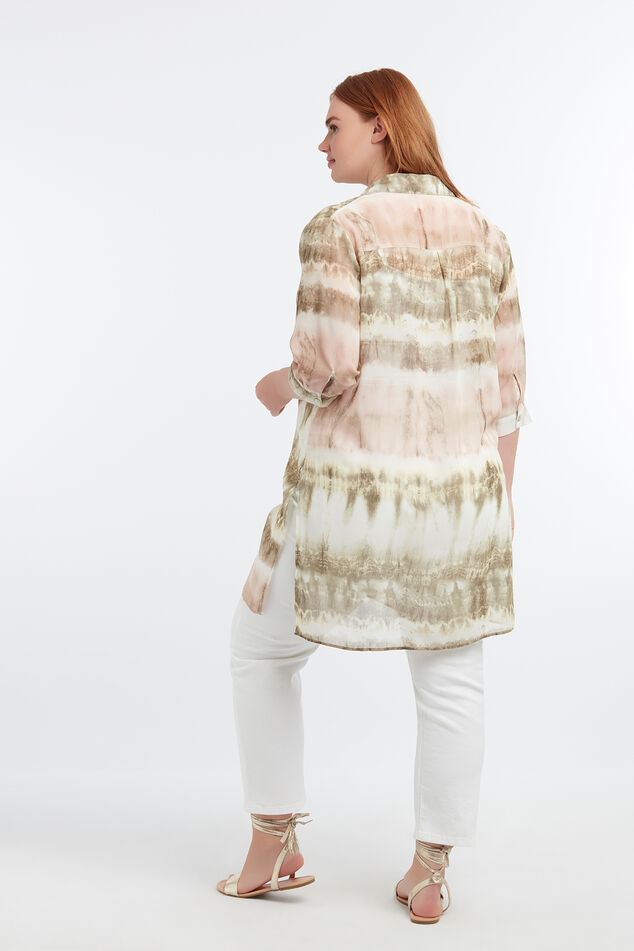 Blusa transparente estampada con técnica de nudos image number 6