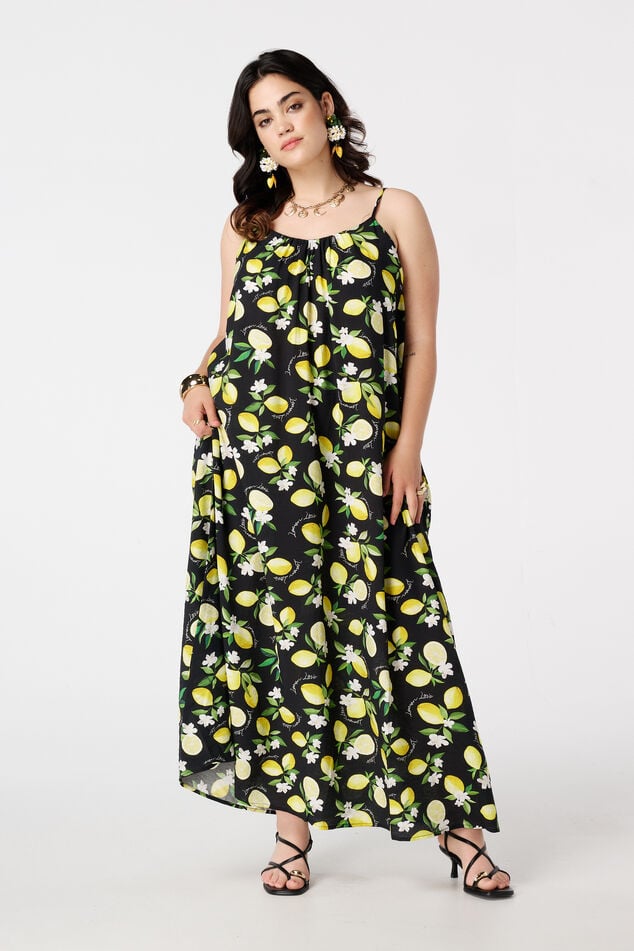Vestido largo con estampado de limones image number 0