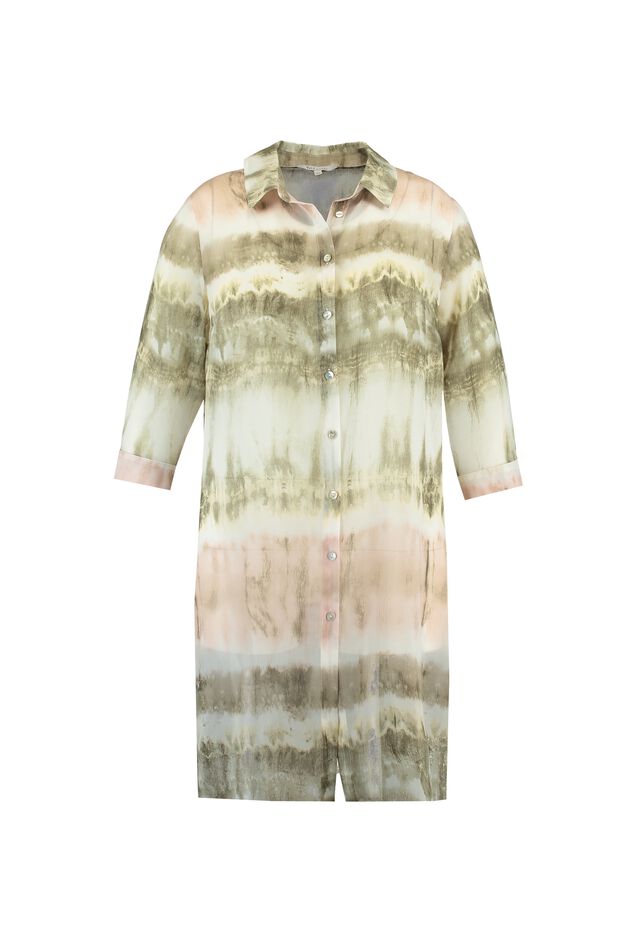 Blusa transparente estampada con técnica de nudos image number 1