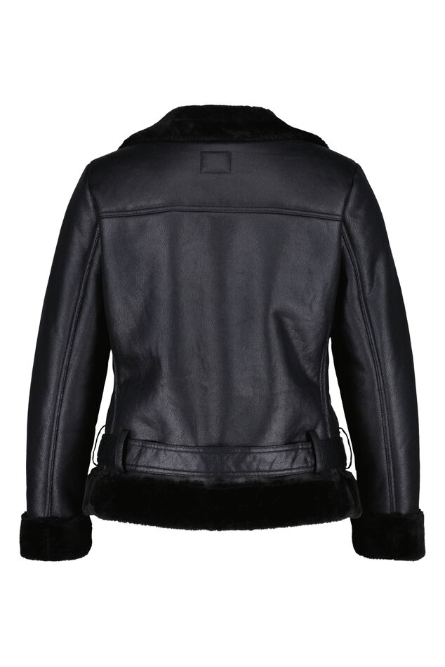 Cazadora biker con pelo sintético image number 2