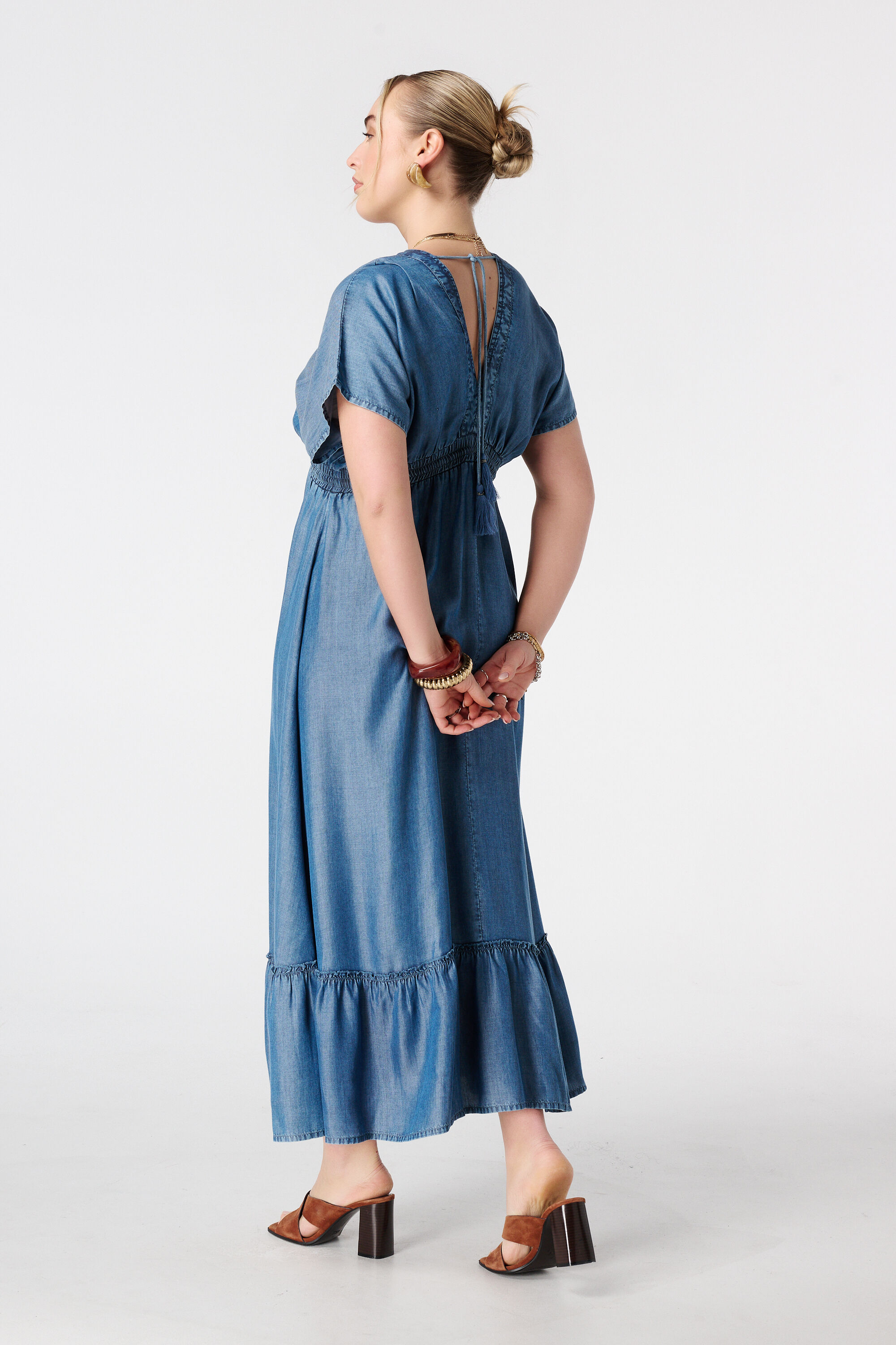 Vestido maxi con efecto denim image number 3