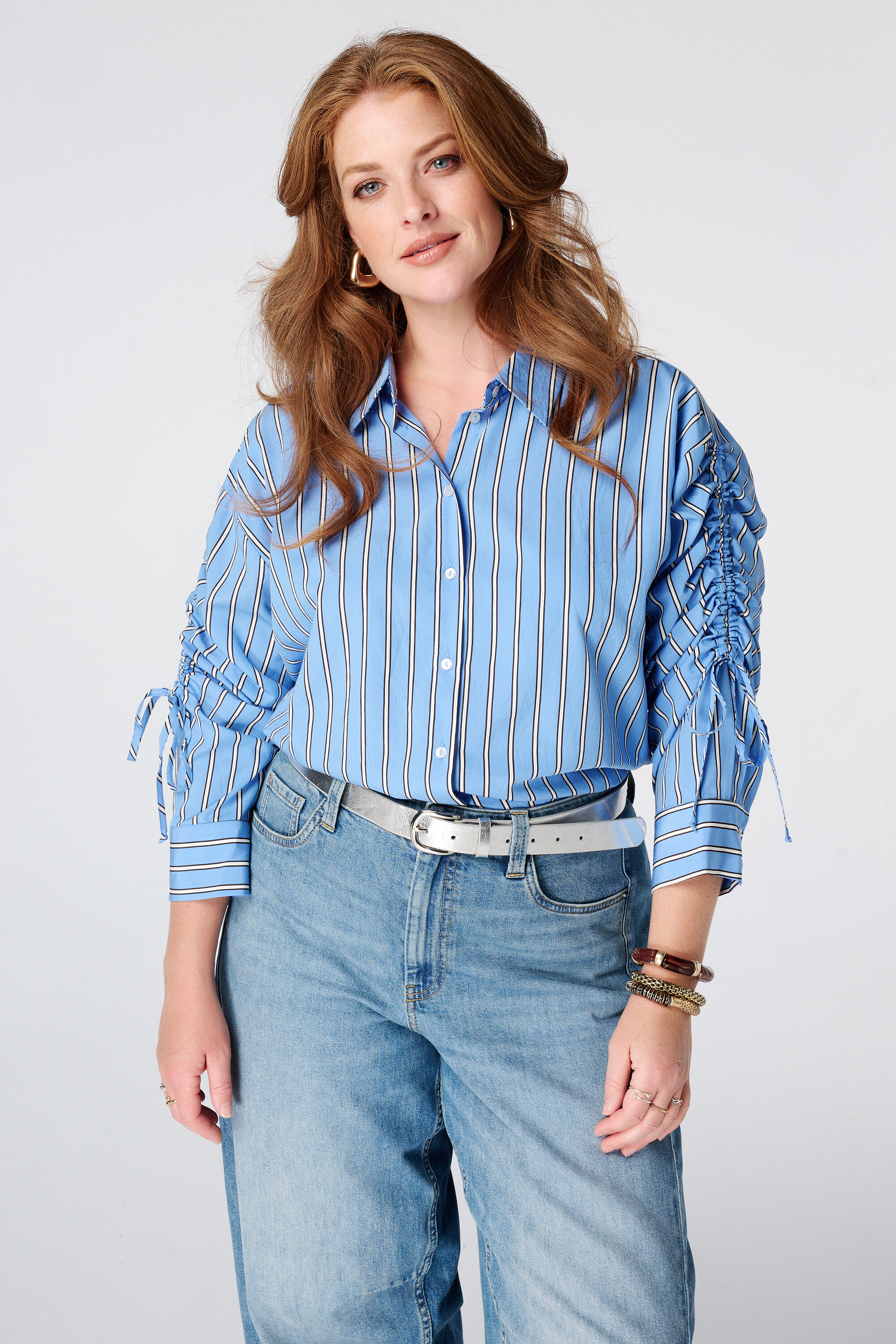 Blusa de rayas con cord&oacute;n ajustable