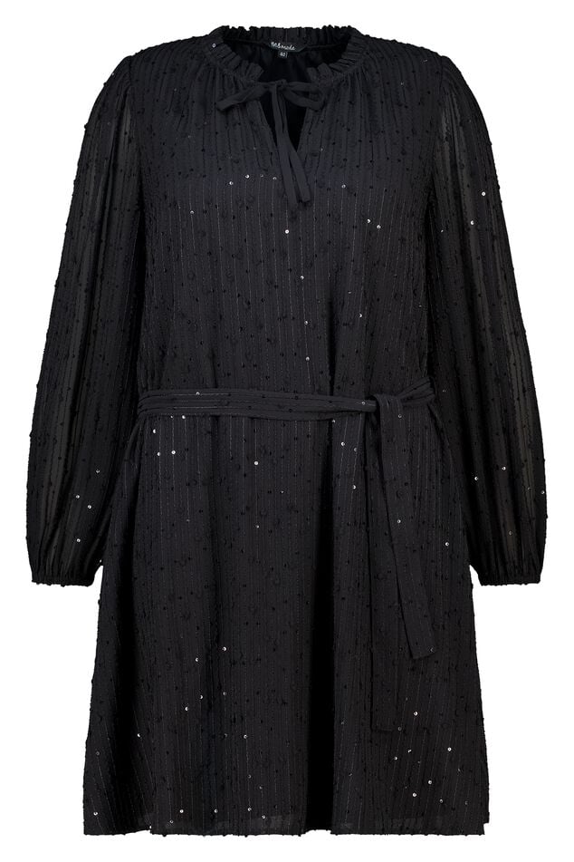 Vestido con lentejuelas brillantes y cinturón image number 1