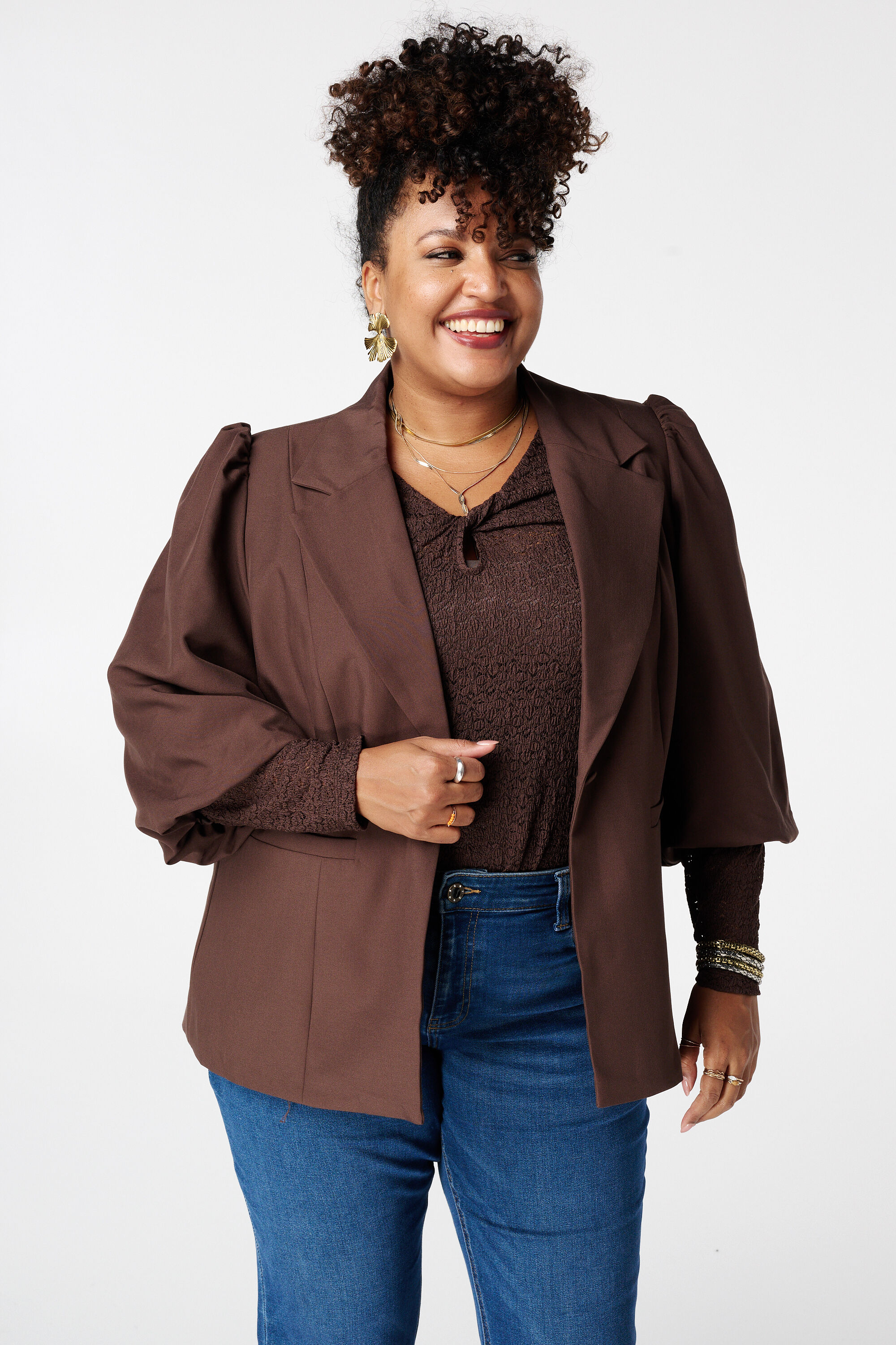 Blazer con mangas abullonadas cortas