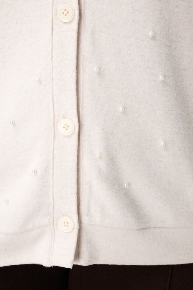 Cárdigan con perlas y cierre de botones image number 6