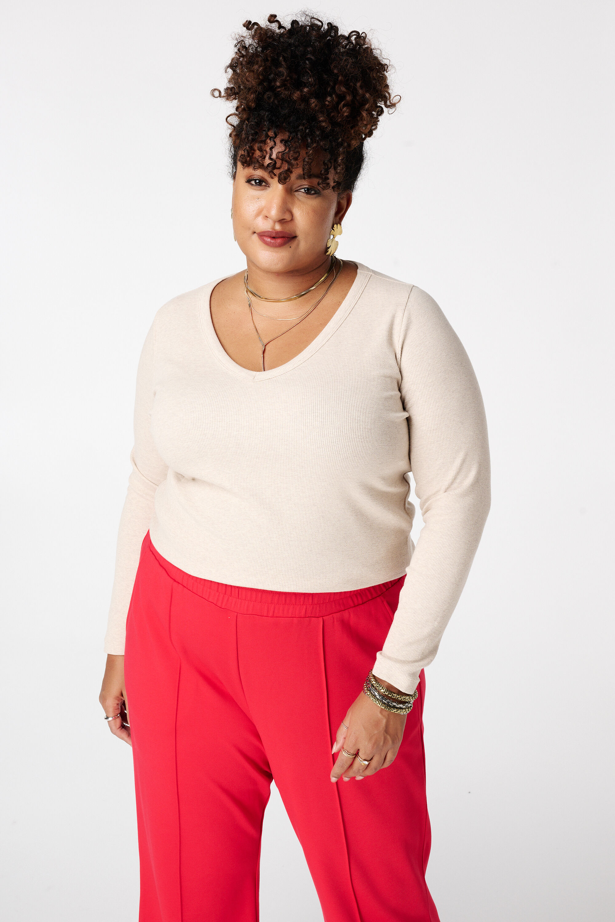 Top de canal&eacute; con manga larga