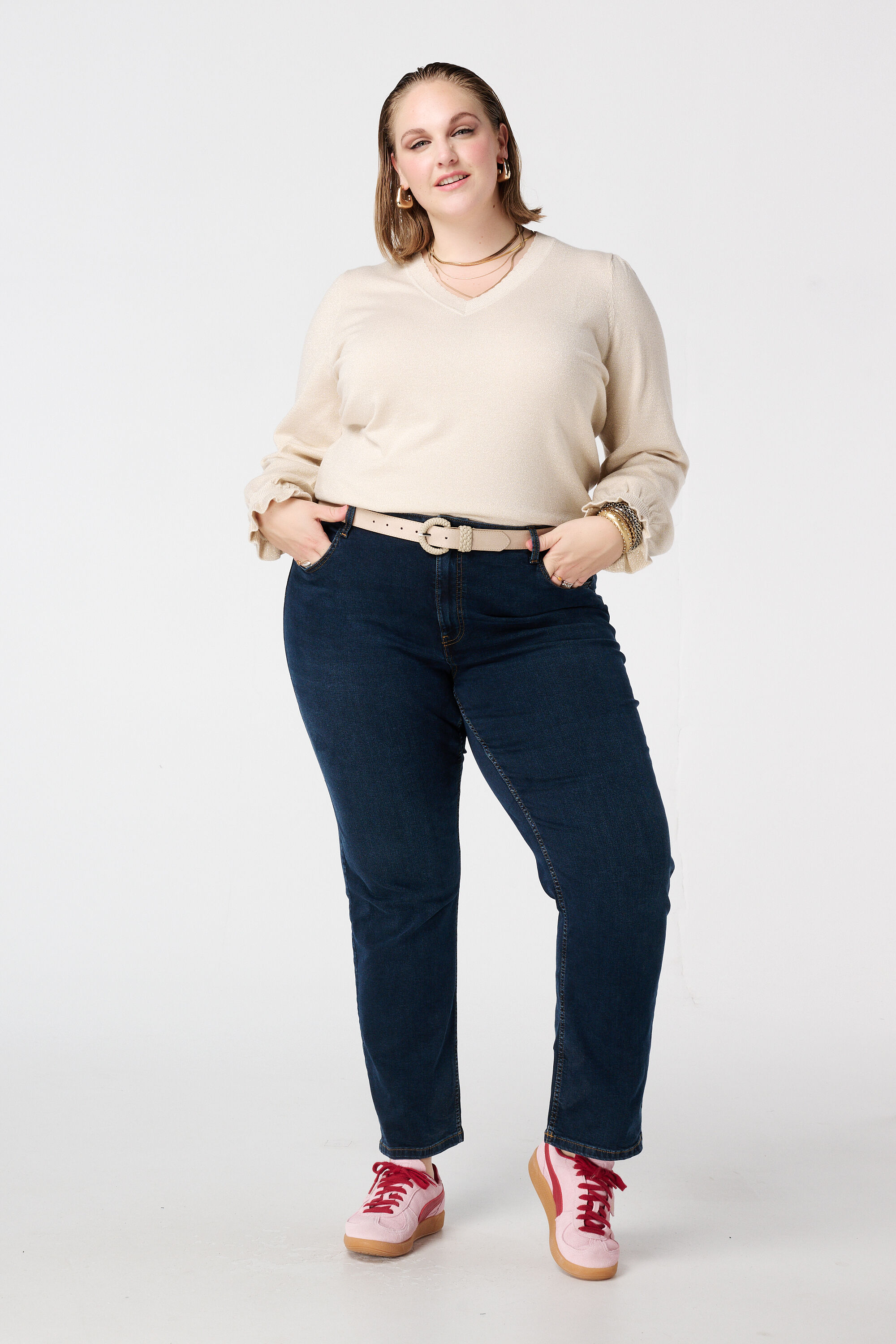 Jersey de lurex con mangas con volante image number 5