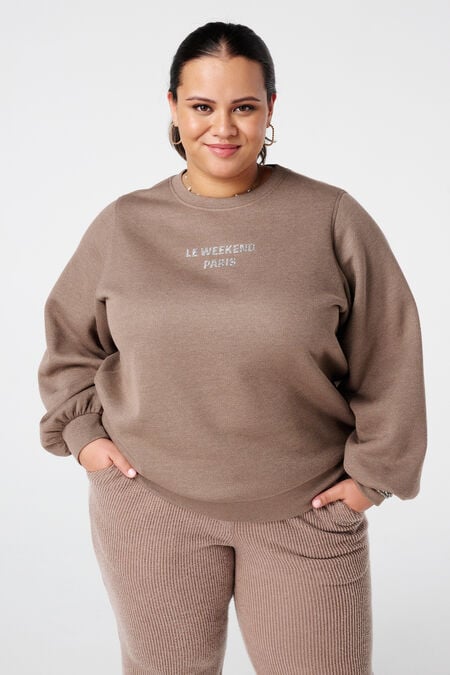 Jersey con texto de lurex y purpurina Jersey con texto de lurex y purpurina
