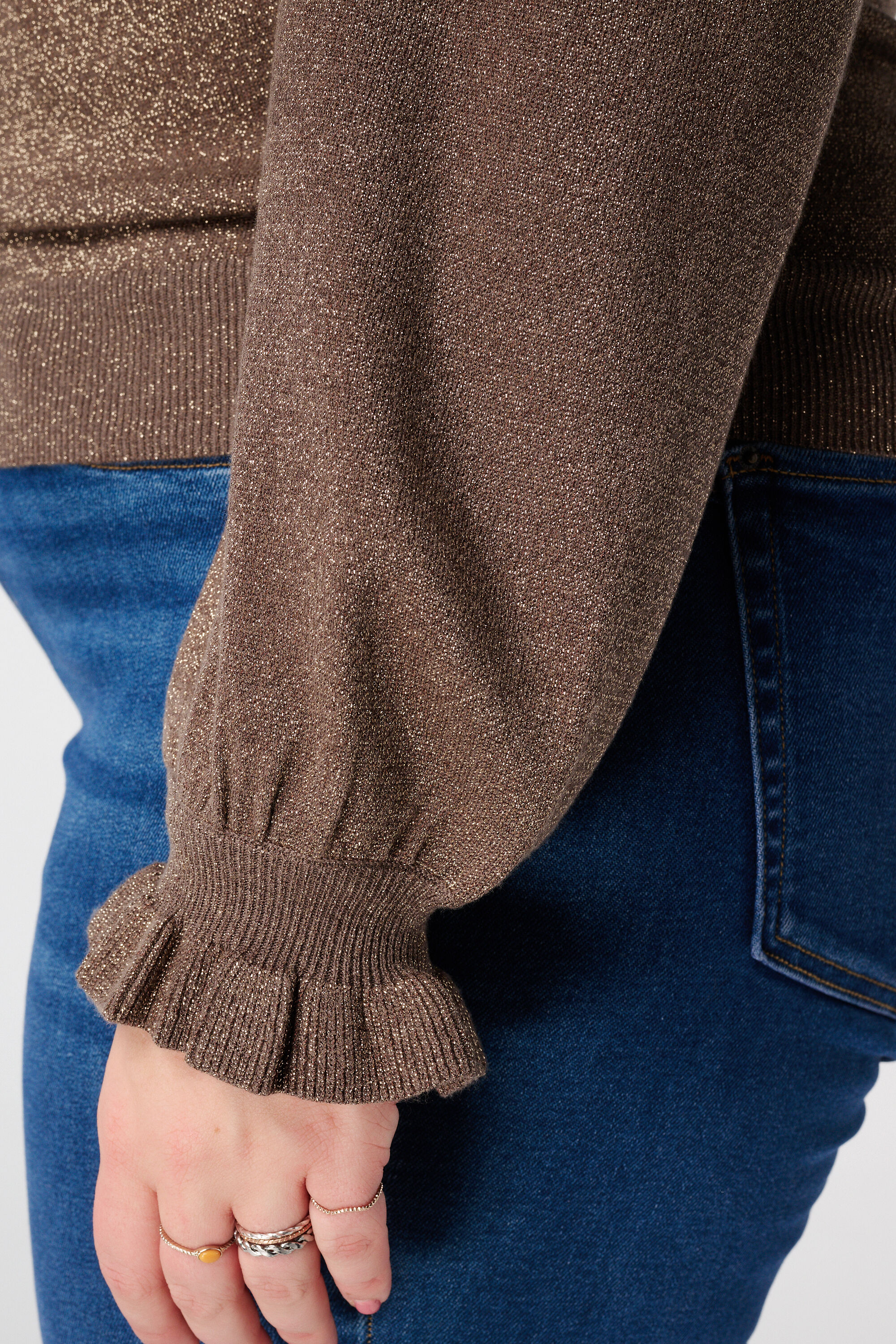 Jersey de lurex con mangas con volante image number 6