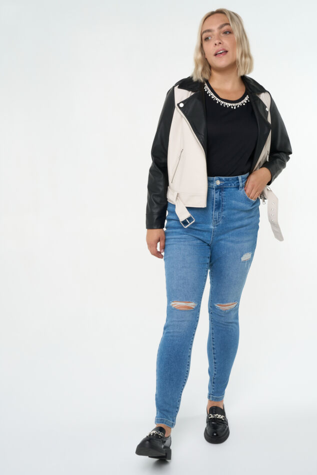 Cazadora biker bicolor image number 6