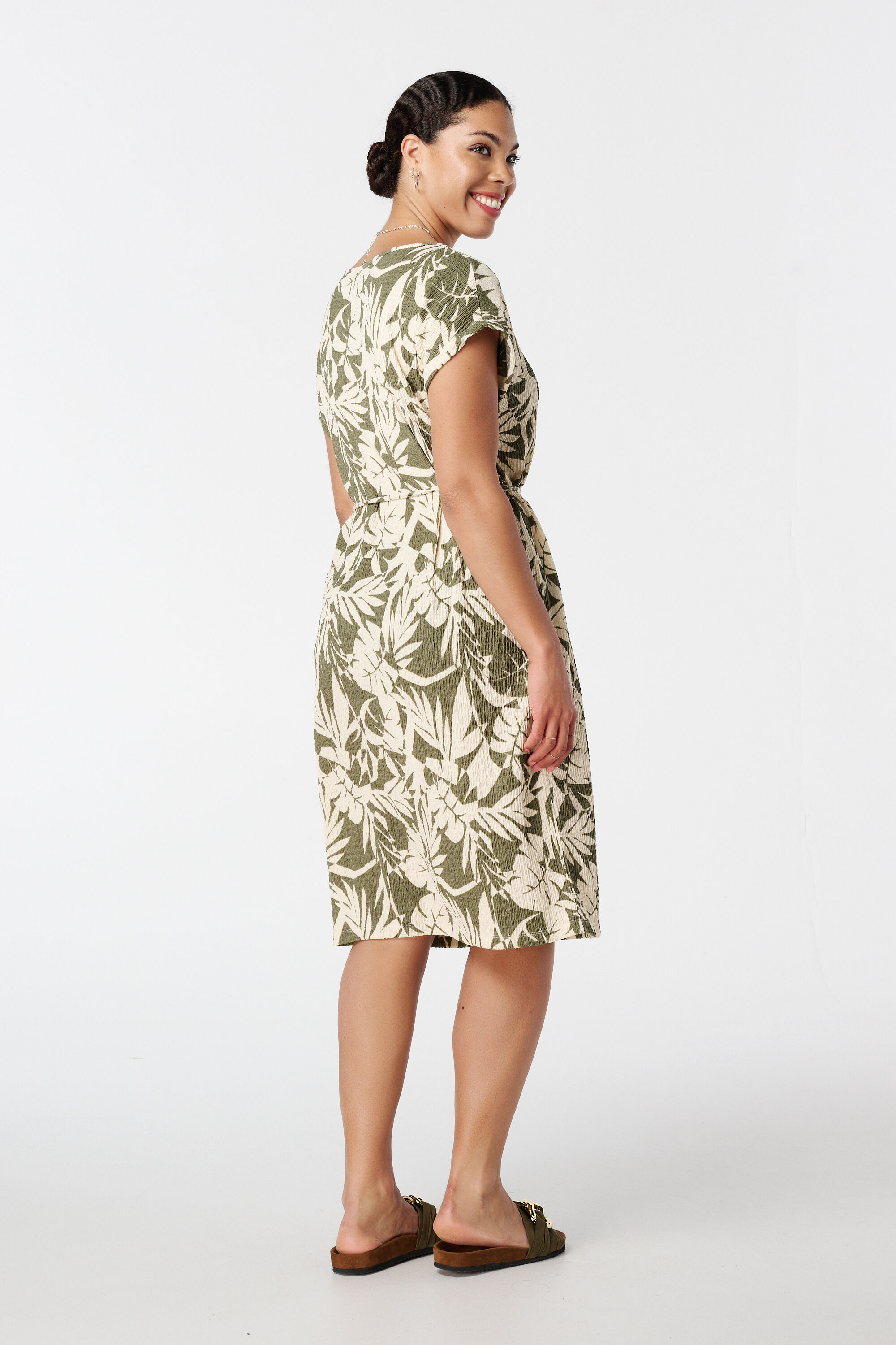 Vestido midi estampado con cord&oacute;n image number 3