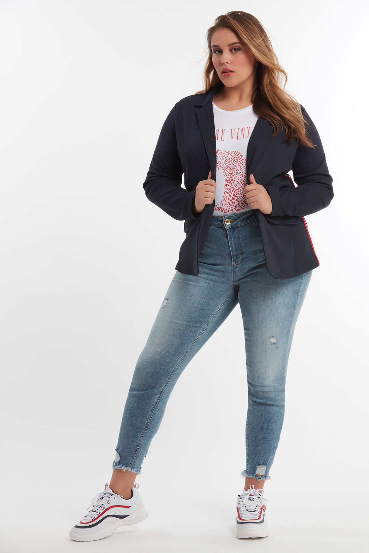 Blazer con detalle de rayas image number 3