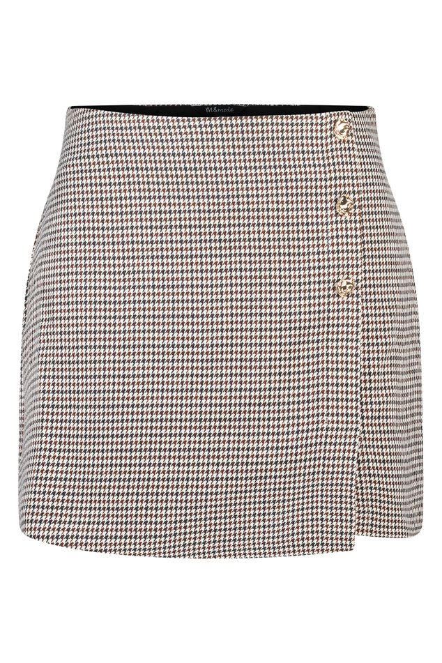 Falda a cuadros con look cruzado  image number 1