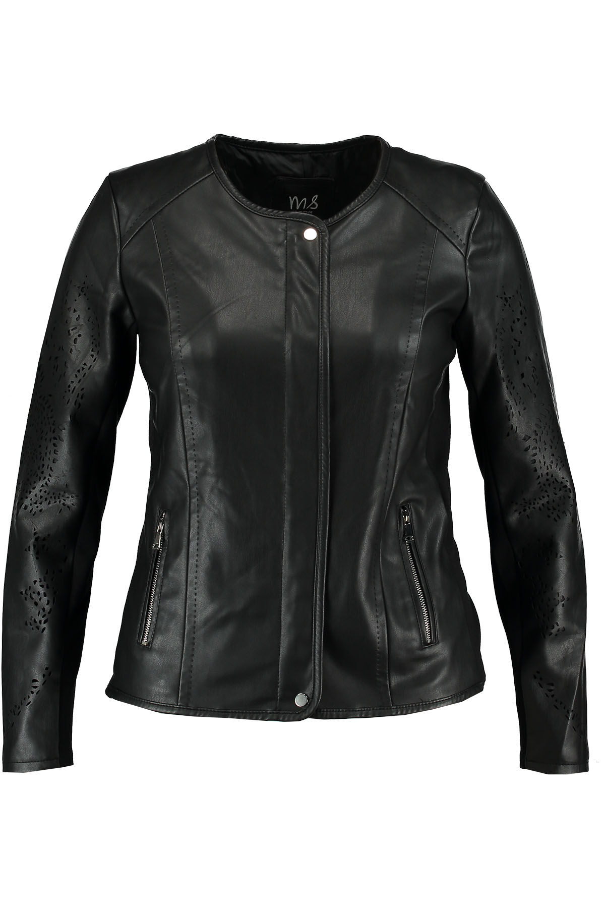 Chaqueta de cuero sint&eacute;tico con broches de presi&oacute;n  image number 2