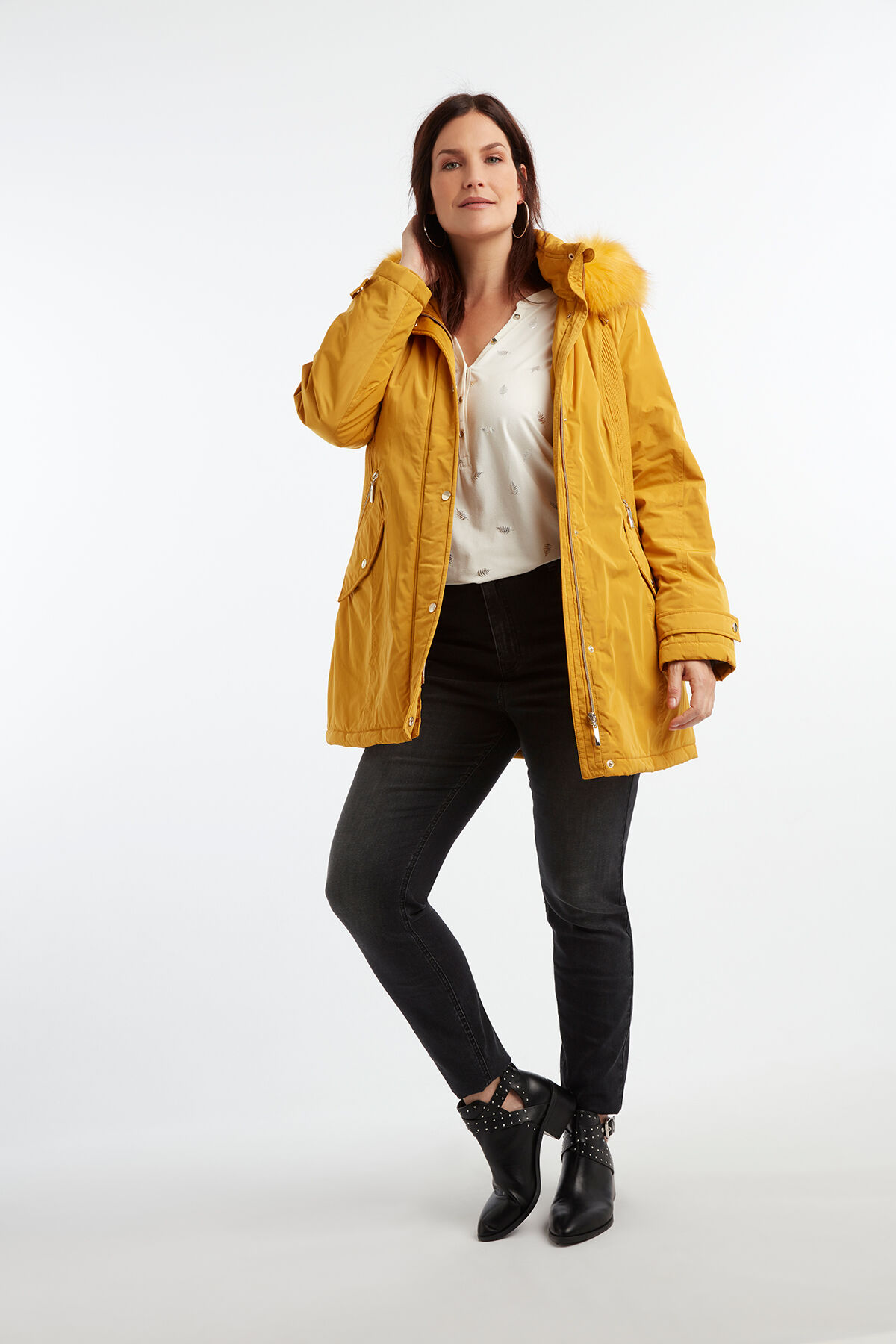 Parka con cuello de pelo sint&eacute;tico image number 3