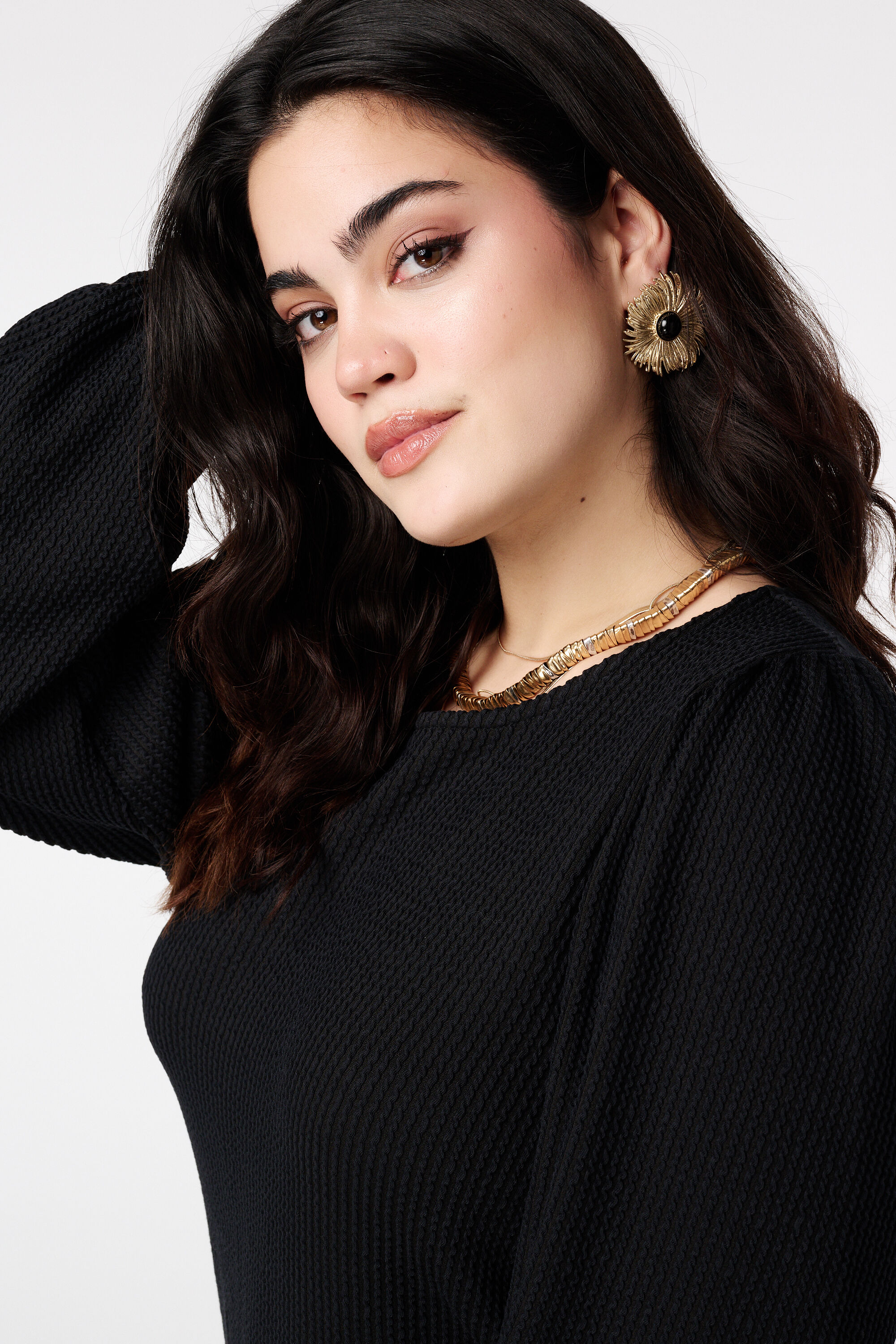 Vestido recto con manga abullonada image number 4