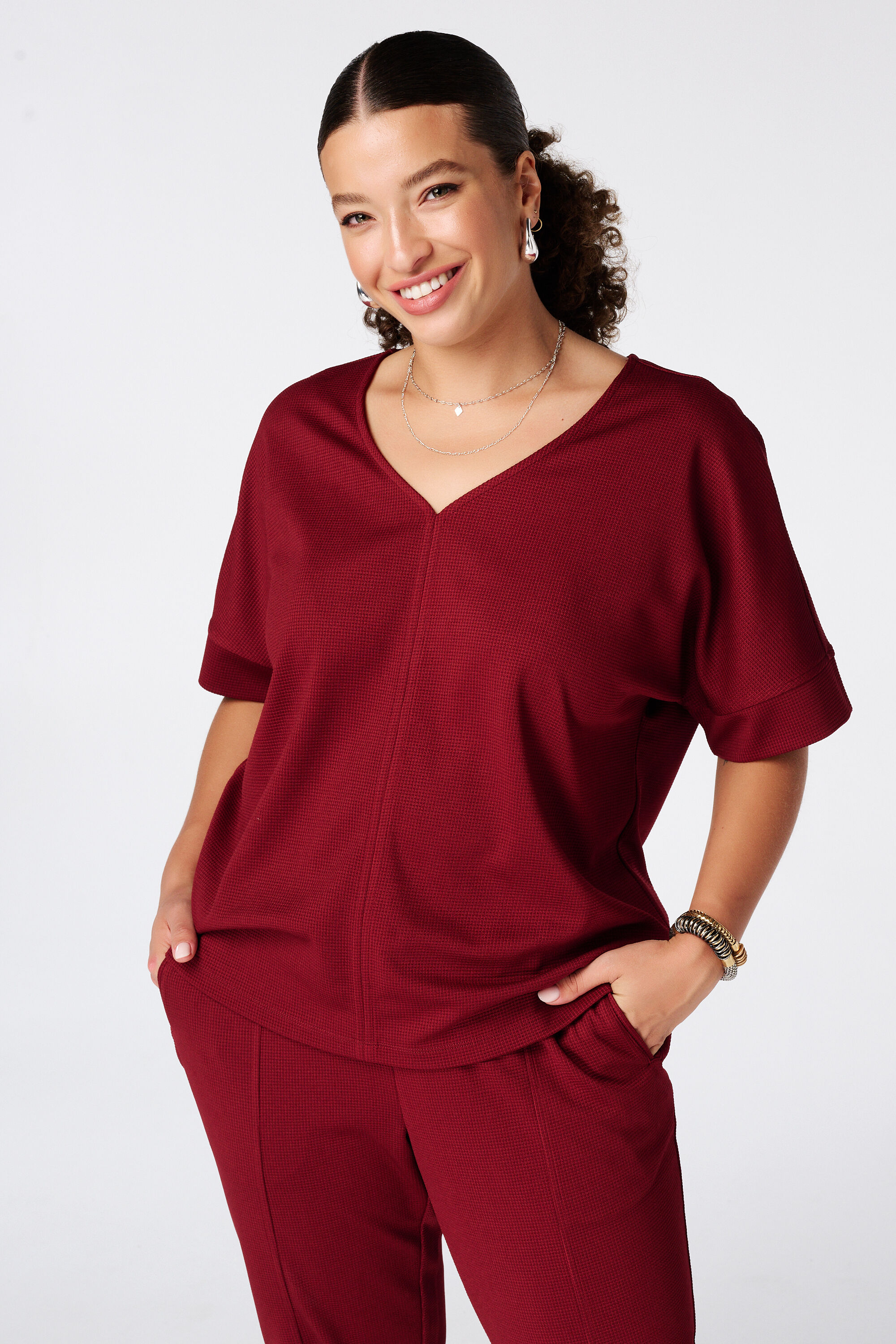 Camiseta b&aacute;sica con textura gofrada