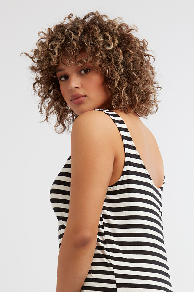 Vestido de rayas sin mangas image number 4