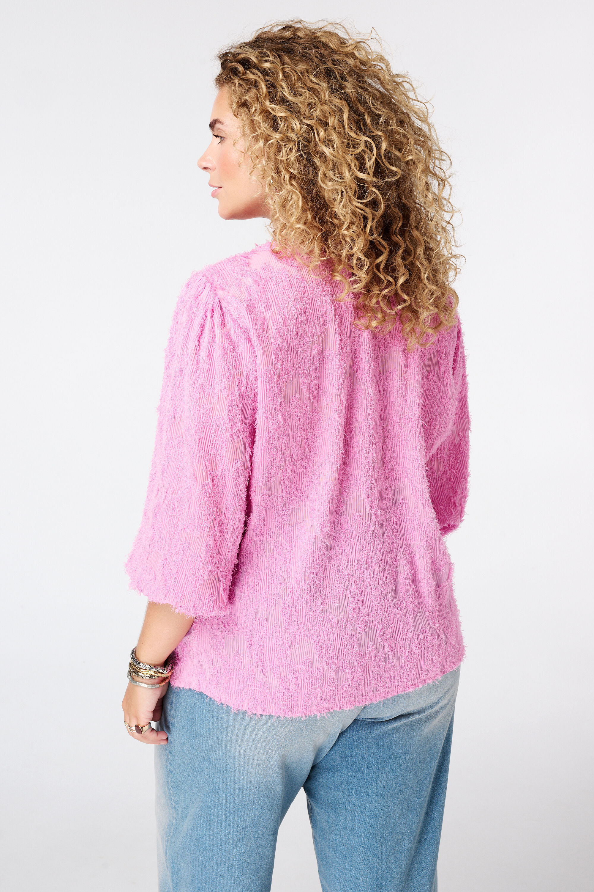 Blusa afelpada con escote en V image number 3
