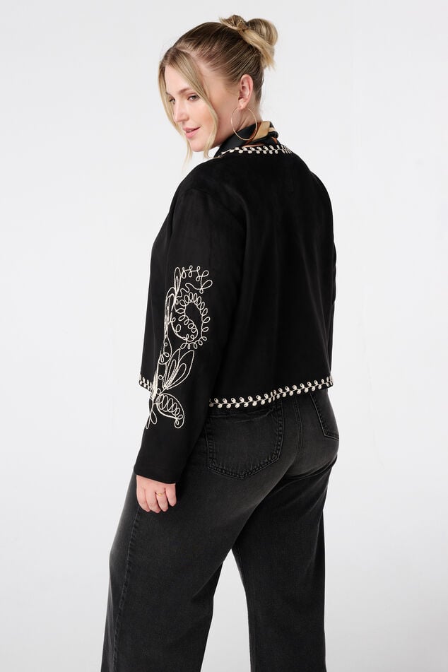 Chaqueta con aspecto de ante y bordados  image number 3