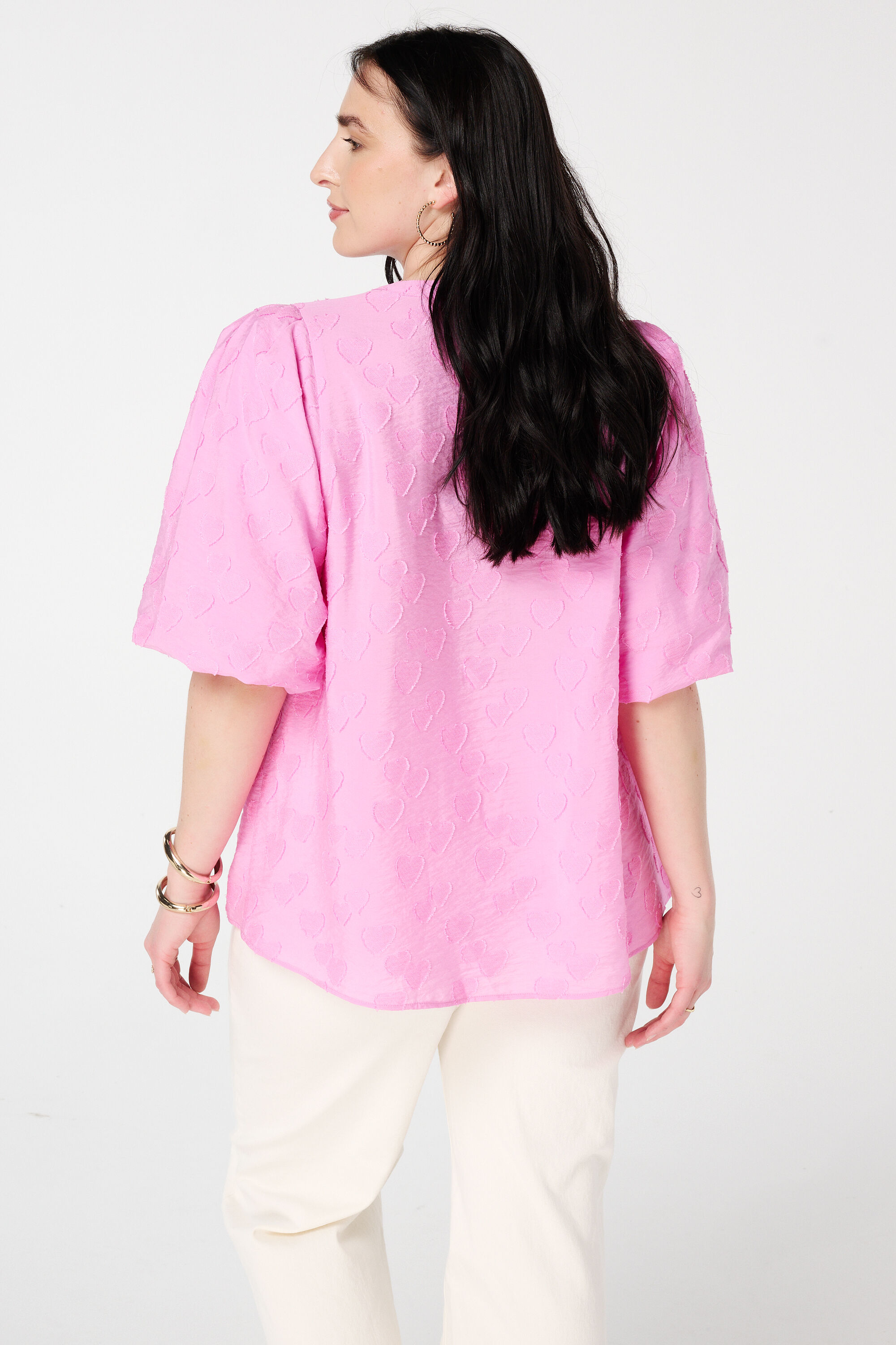  Blusa con estampado de corazones  image number 3