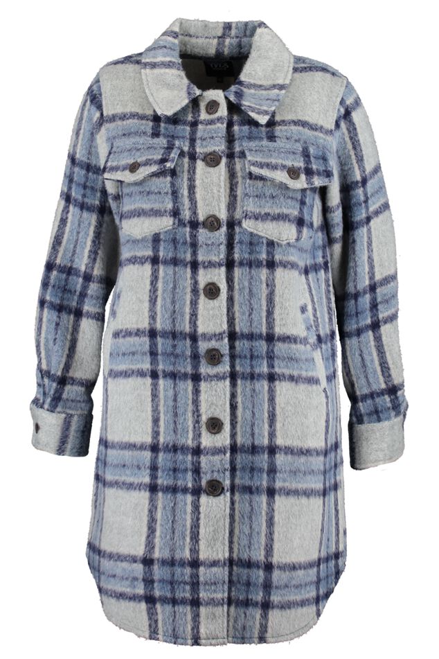 Sobrecamisa larga de cuadros  image number 2
