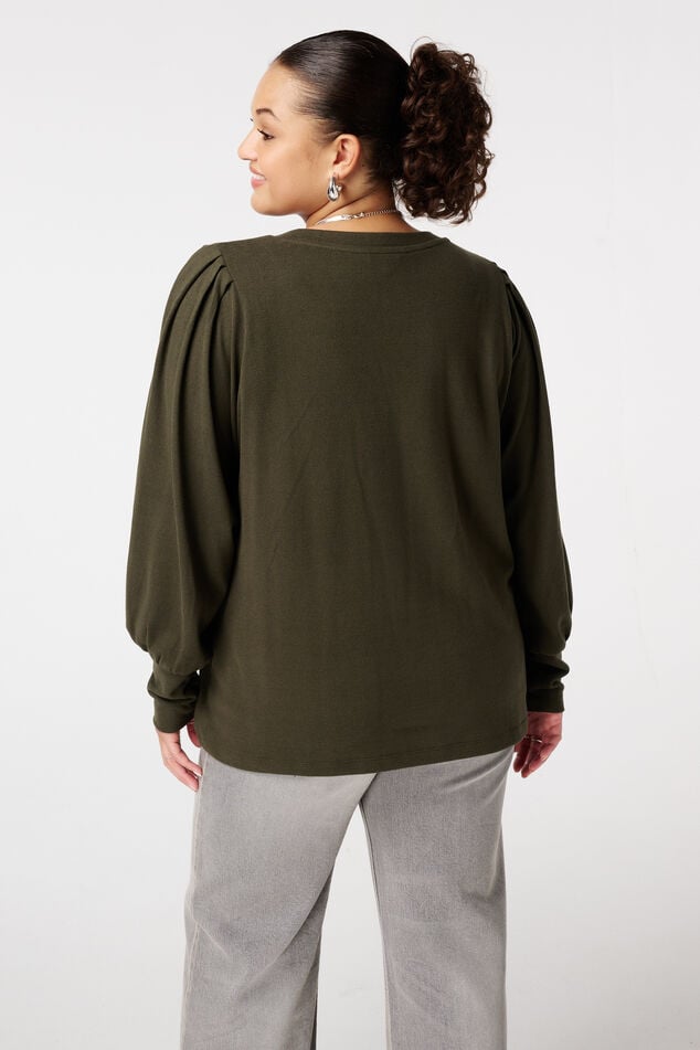 Jersey de punto fino con mangas abullonadas image number 3