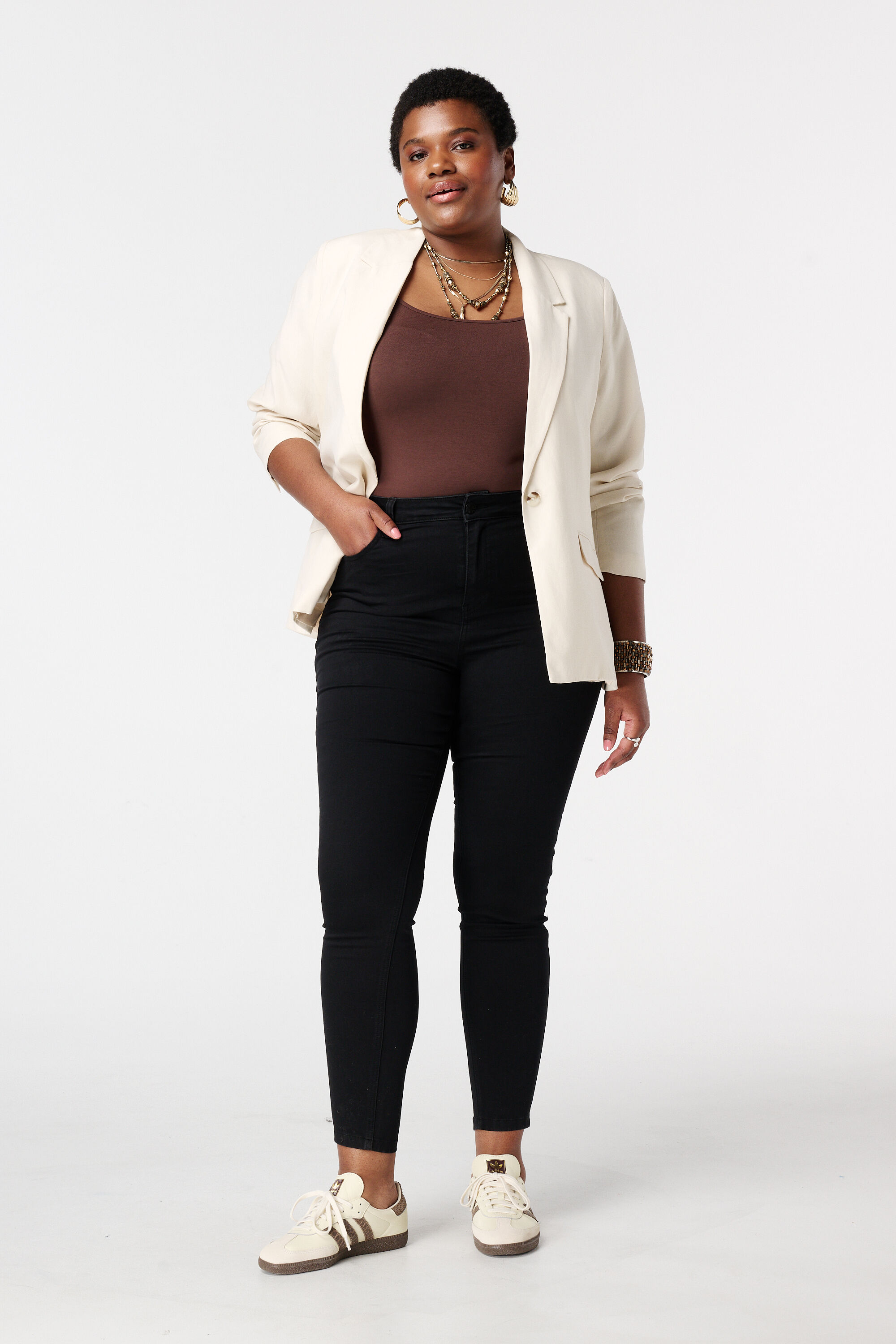 Vaqueros pitillo de talle alto CHERRY