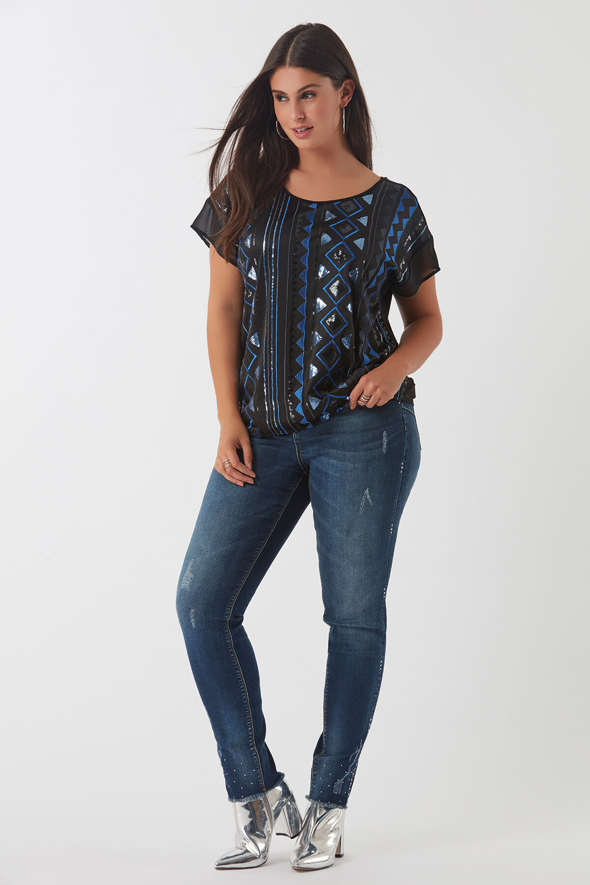 Vaqueros BOTTOM LIFT con brillantes image number 4