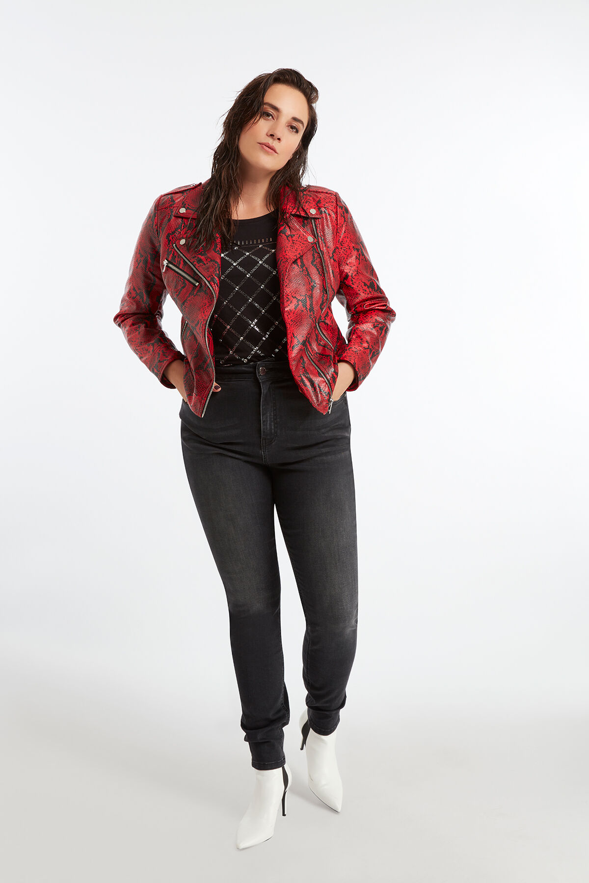 Chaqueta motera con estampado de serpiente image number 3