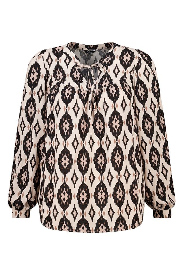Blusa con estampado y bobinas image number 1