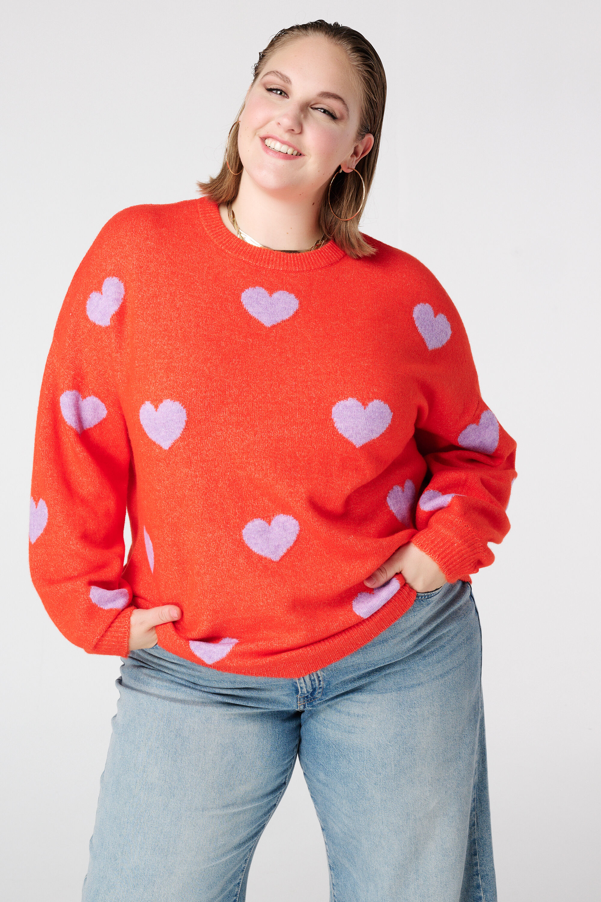 Jersey de punto fino con dise&ntilde;o de corazones