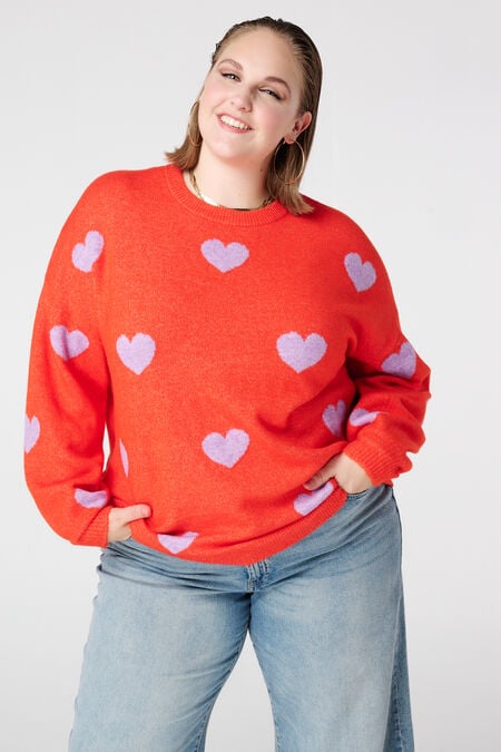 Jersey de punto fino con diseño de corazones Jersey de punto fino con diseño de corazones