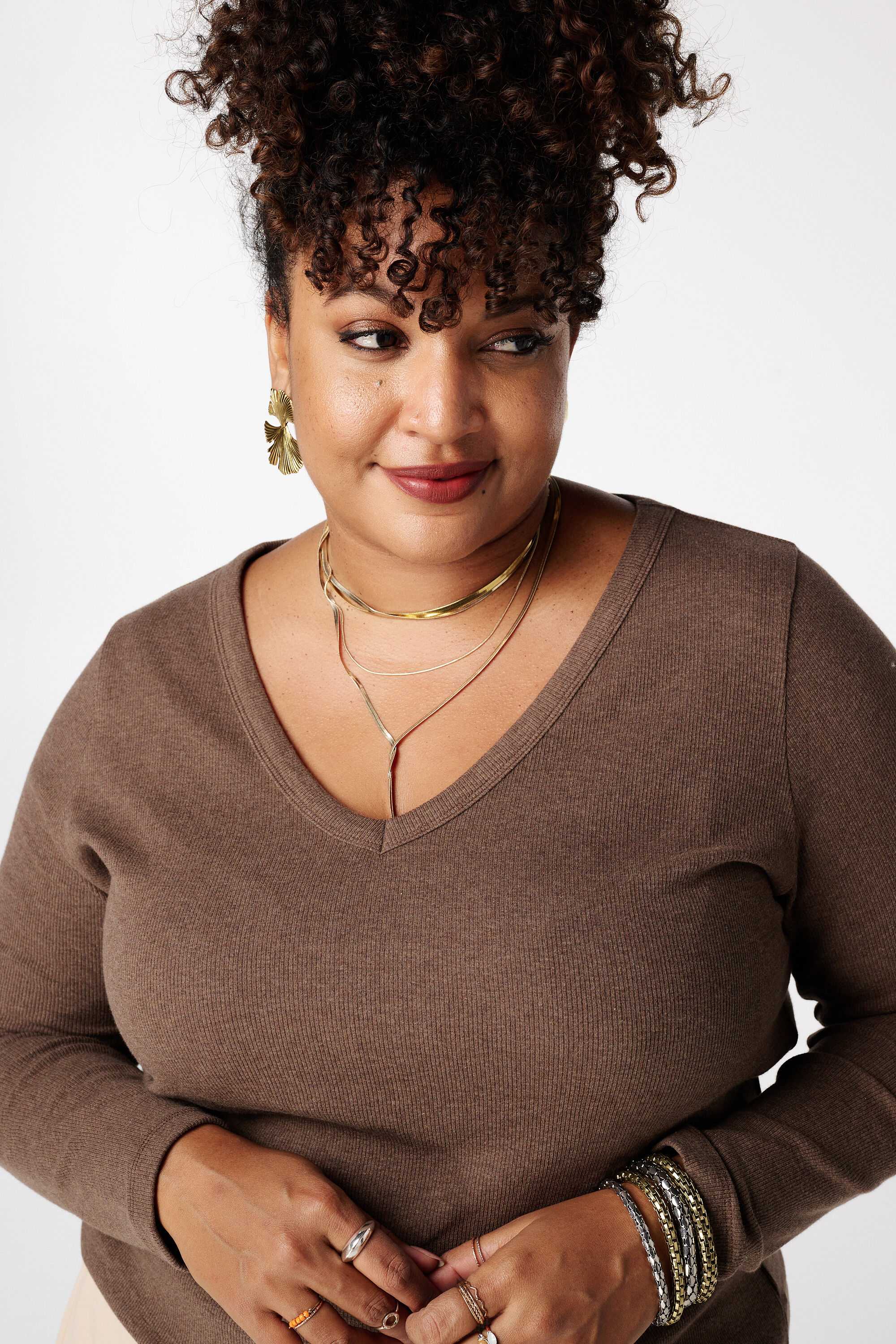 Top de canal&eacute; con manga larga image number 4