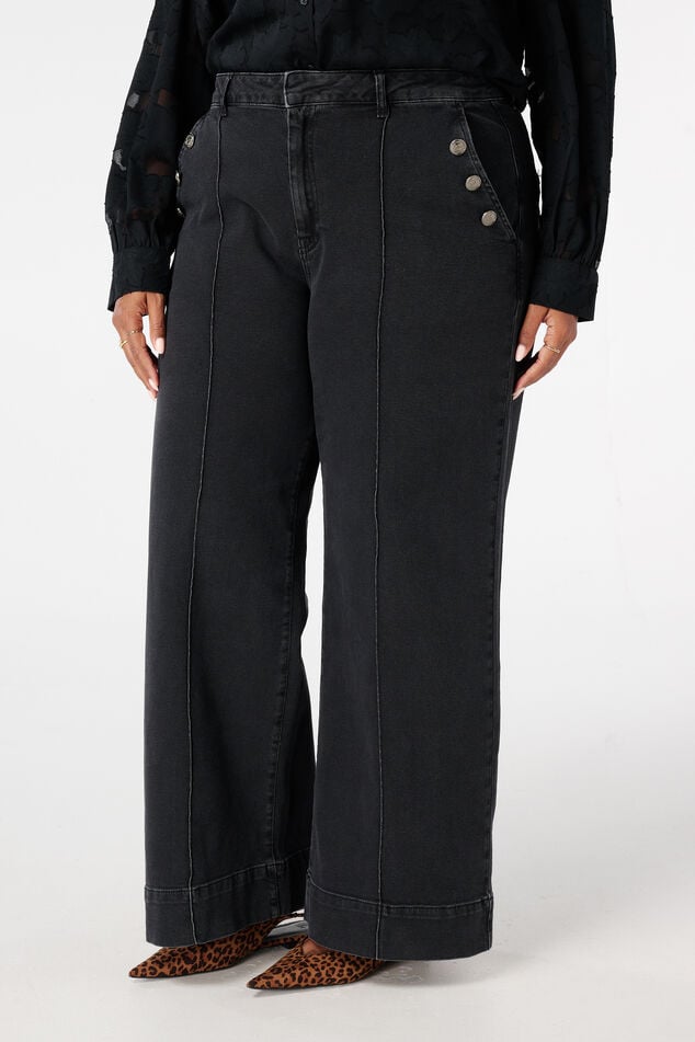 Vaqueros de pierna ancha con botones decorativos image number 5
