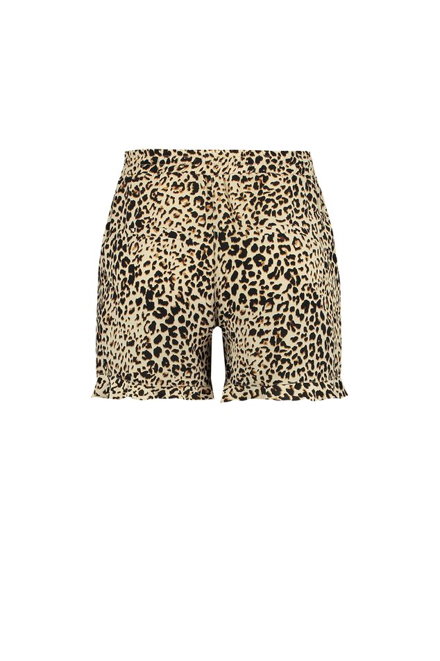 Shorts de viscosa con volantes y animal print image number 2