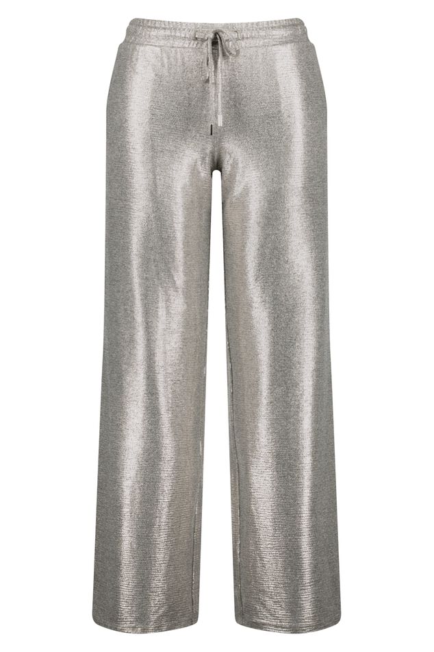 Pantalones de pernera ancha con tejido brillante image number 1
