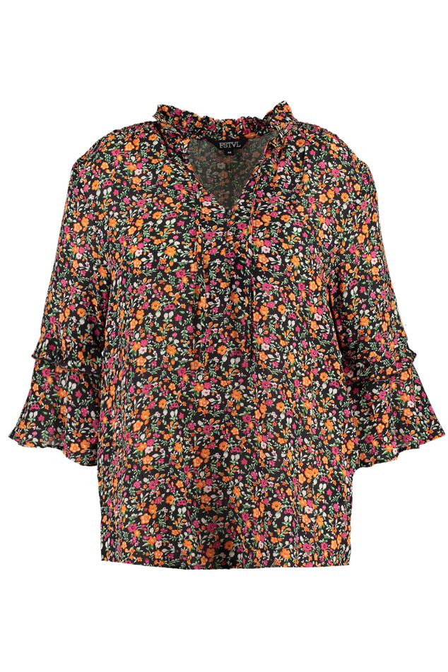 Blusa con volantes y botones image number 2