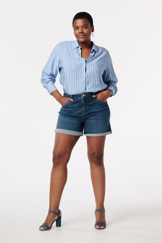 Shorts denim con tejido elástico image number 0