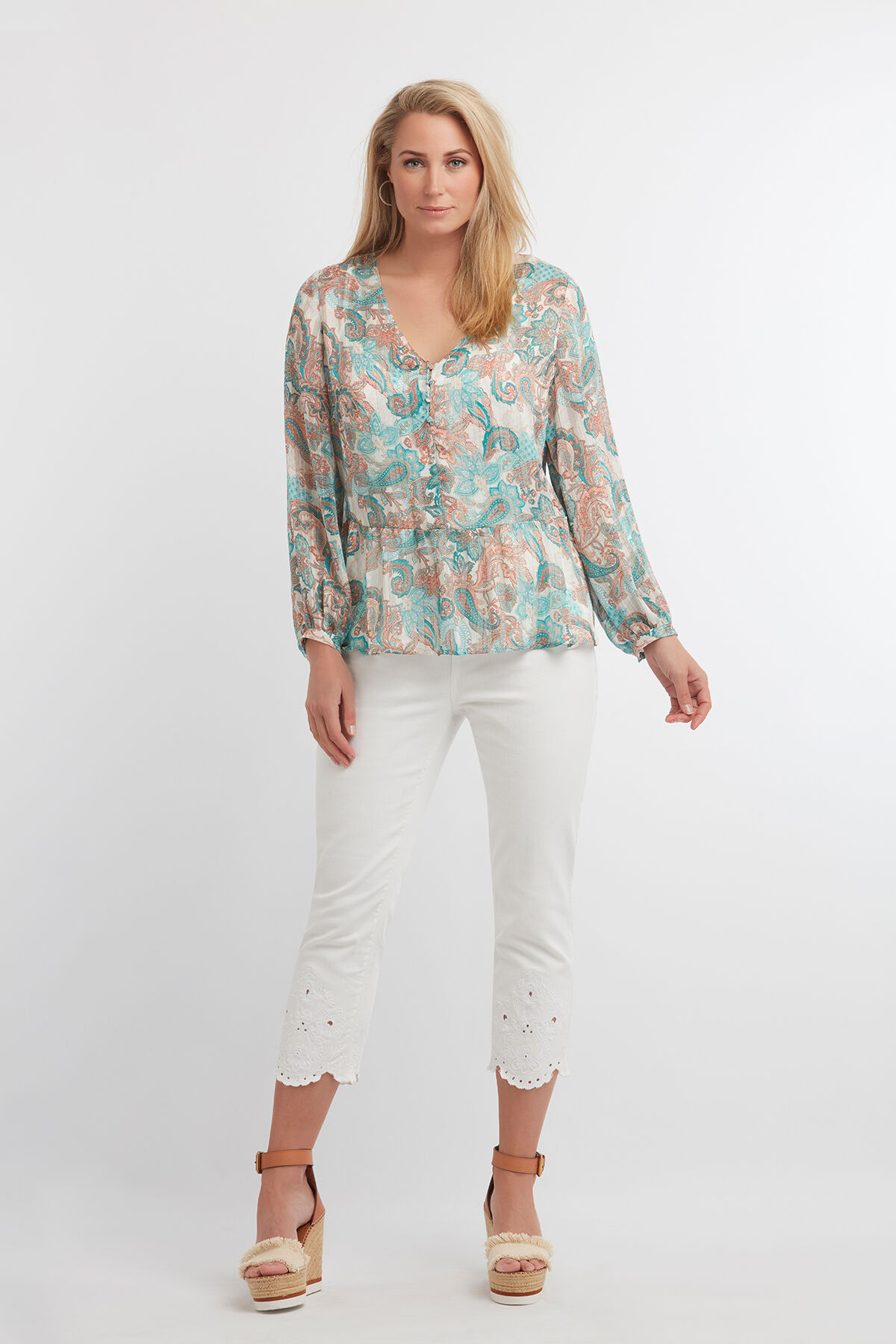 Blusa con estampado de cachemira image number 4