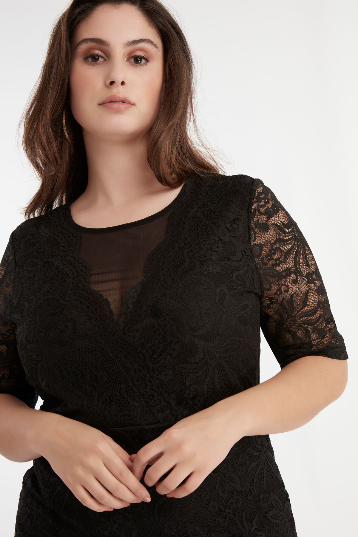 Vestido de encaje el&aacute;stico image number 3