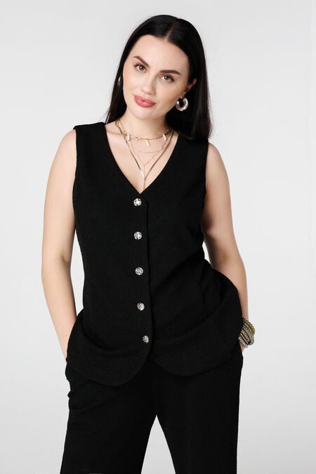 Chaleco con botones dorados y lurex Chaleco con botones dorados y lurex