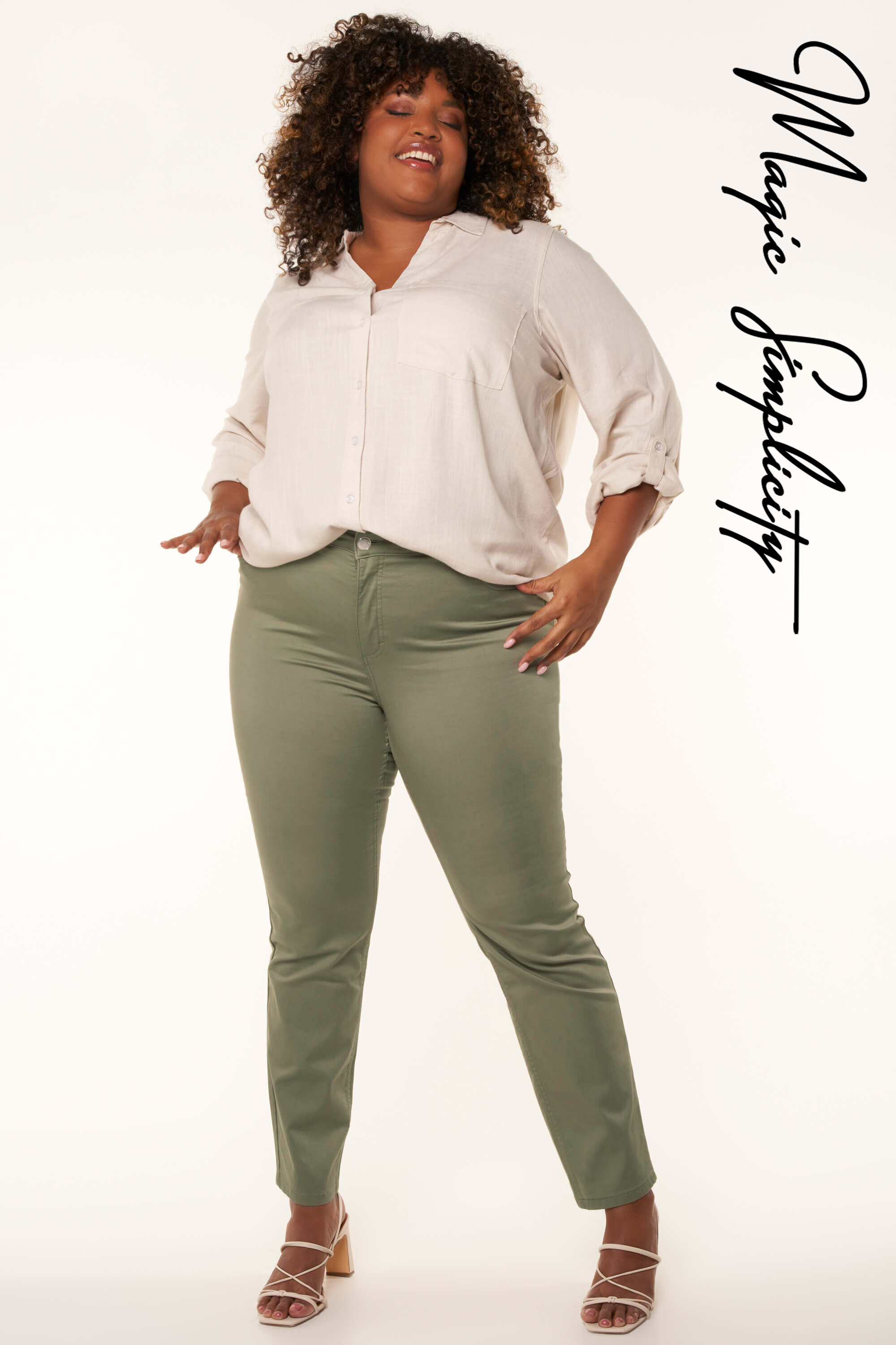 Mujeres Pantalon de corte recto SLIMS Kaki claro MS Mode