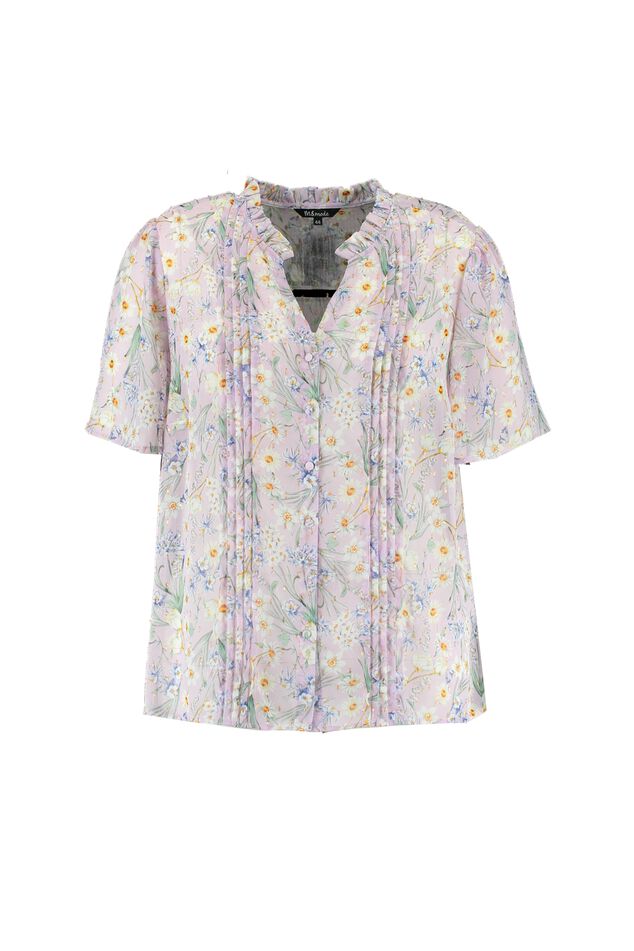 Blusa con estampado floral y detalles de lúrex image number 1