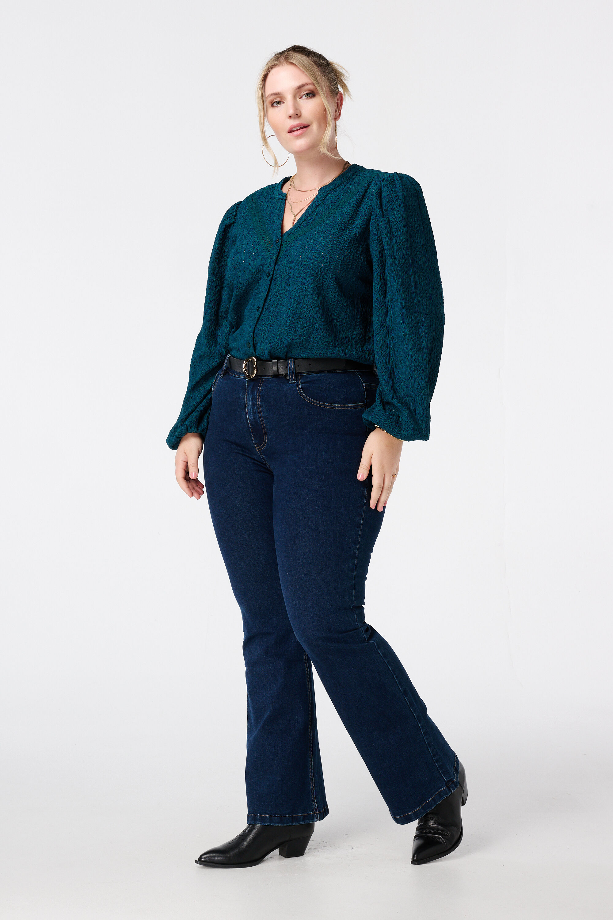 Top de jersey el&aacute;stico con mangas abullonadas image number 5