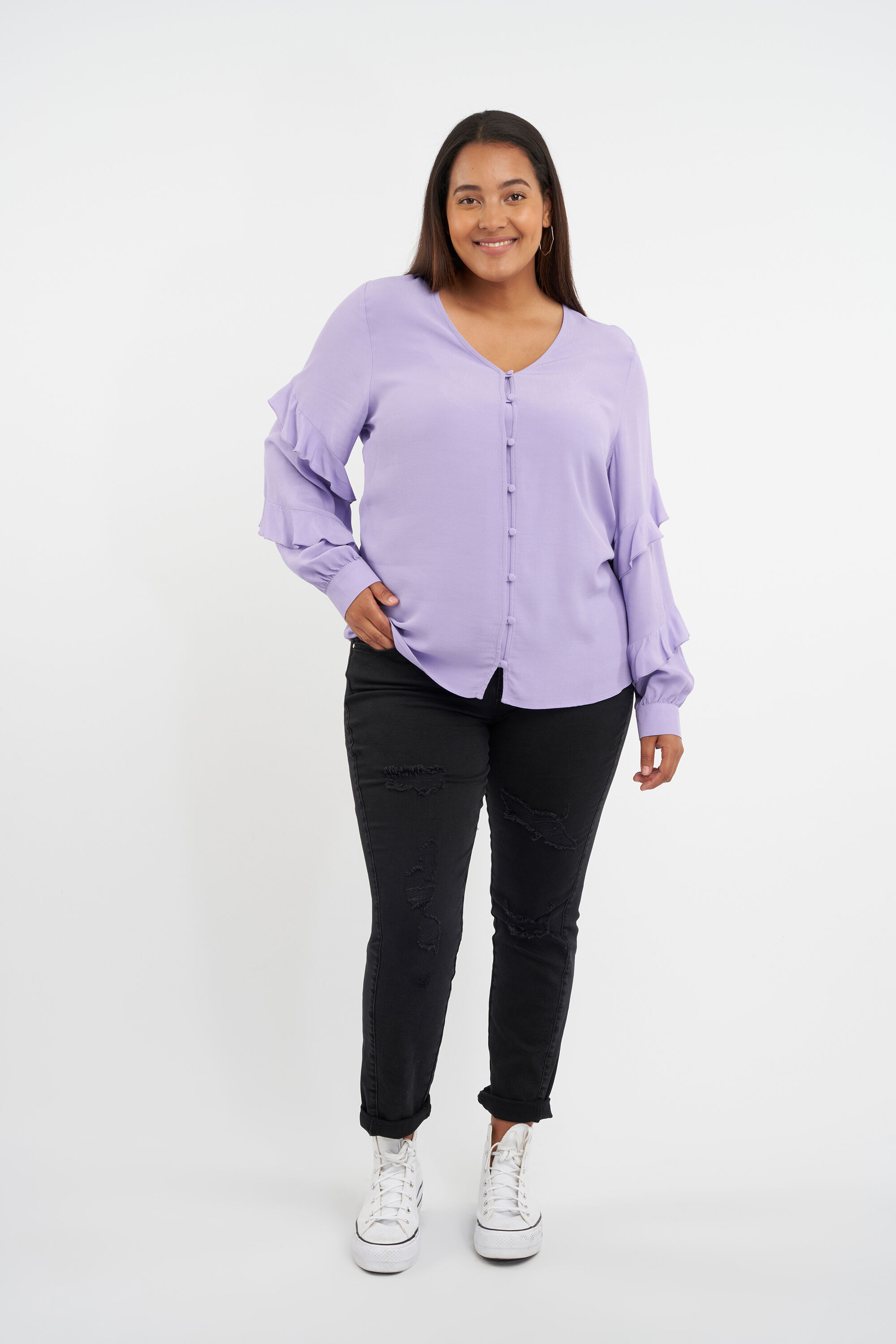 Blusa con mangas con volantes image number 6