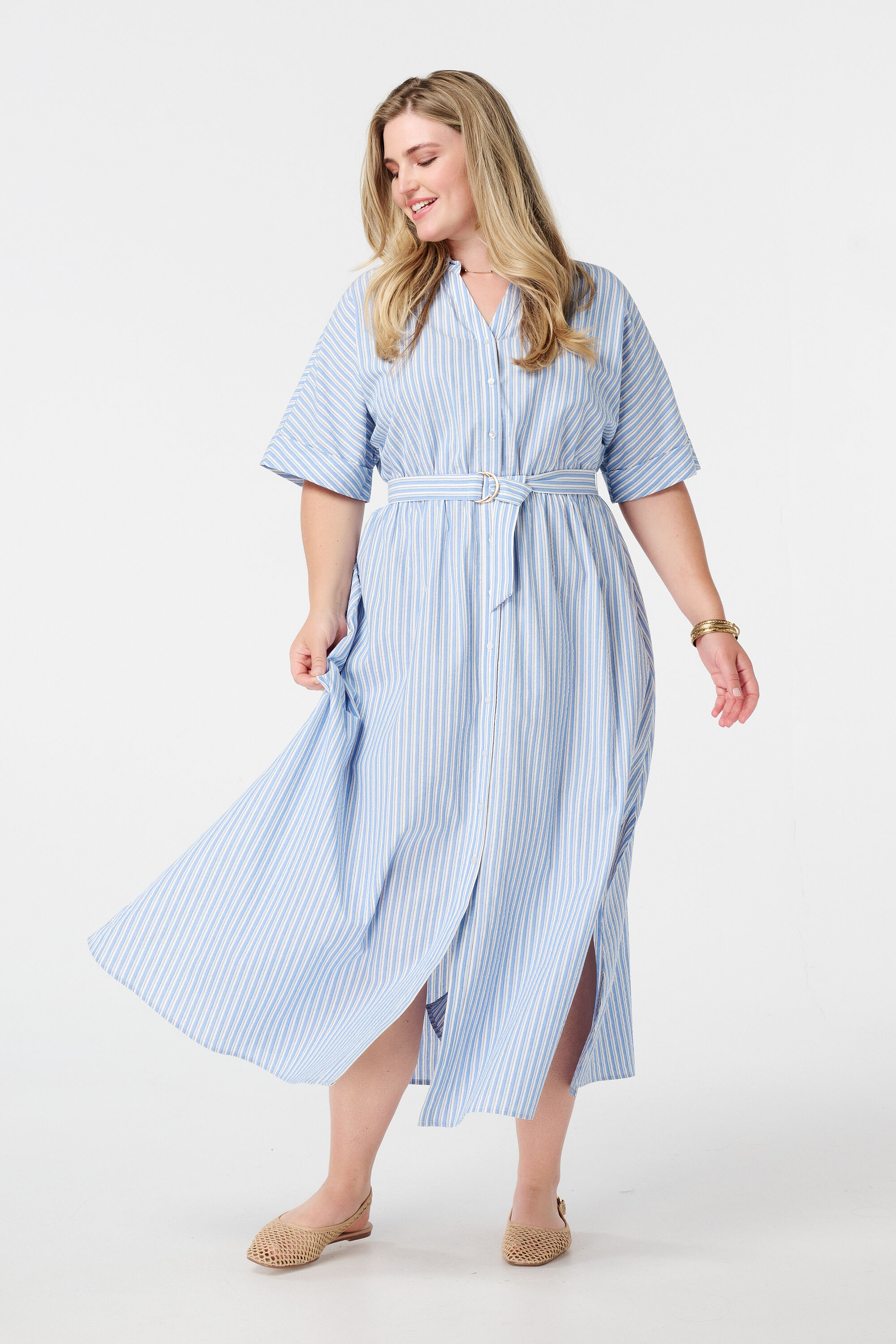 Vestido a rayas con cintur&oacute;n image number 5