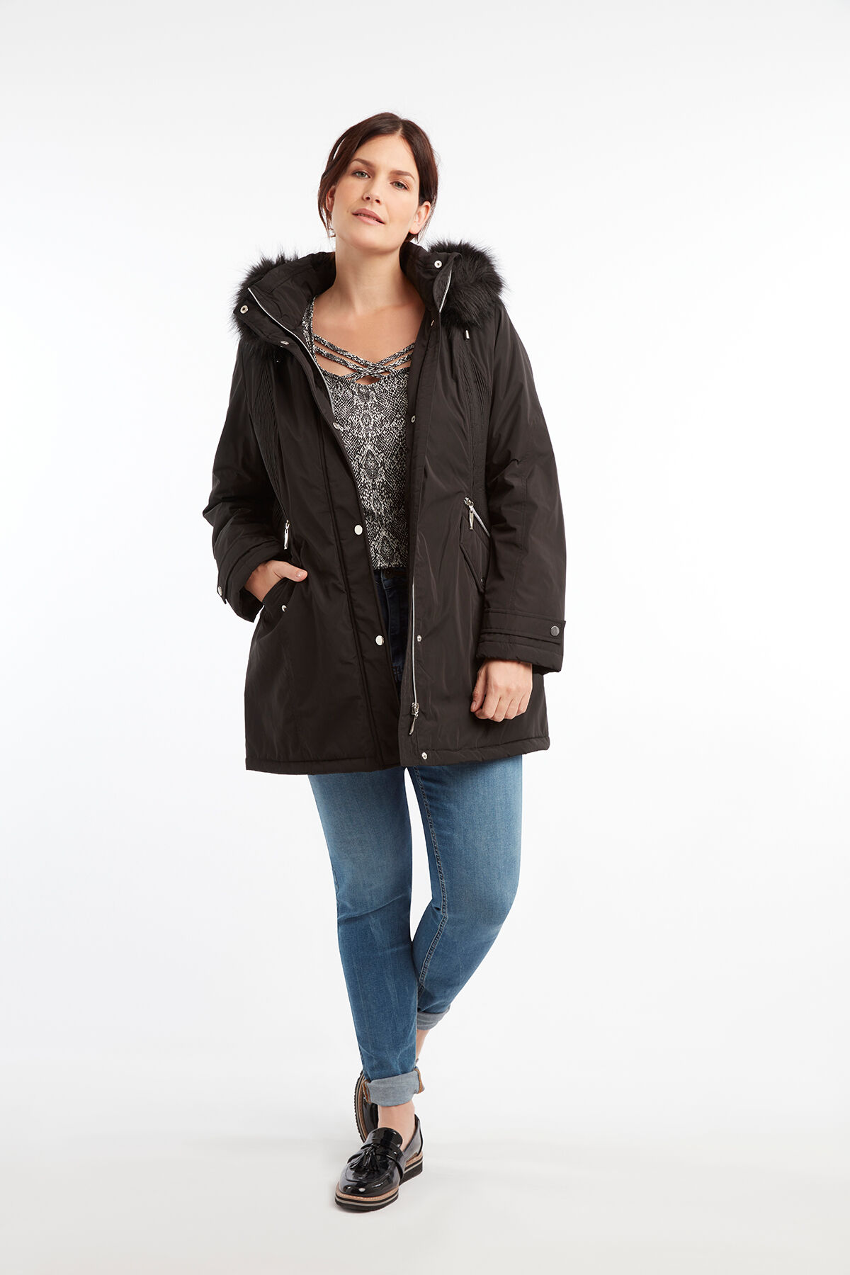 Parka con cuello de pelo sint&eacute;tico image number 3