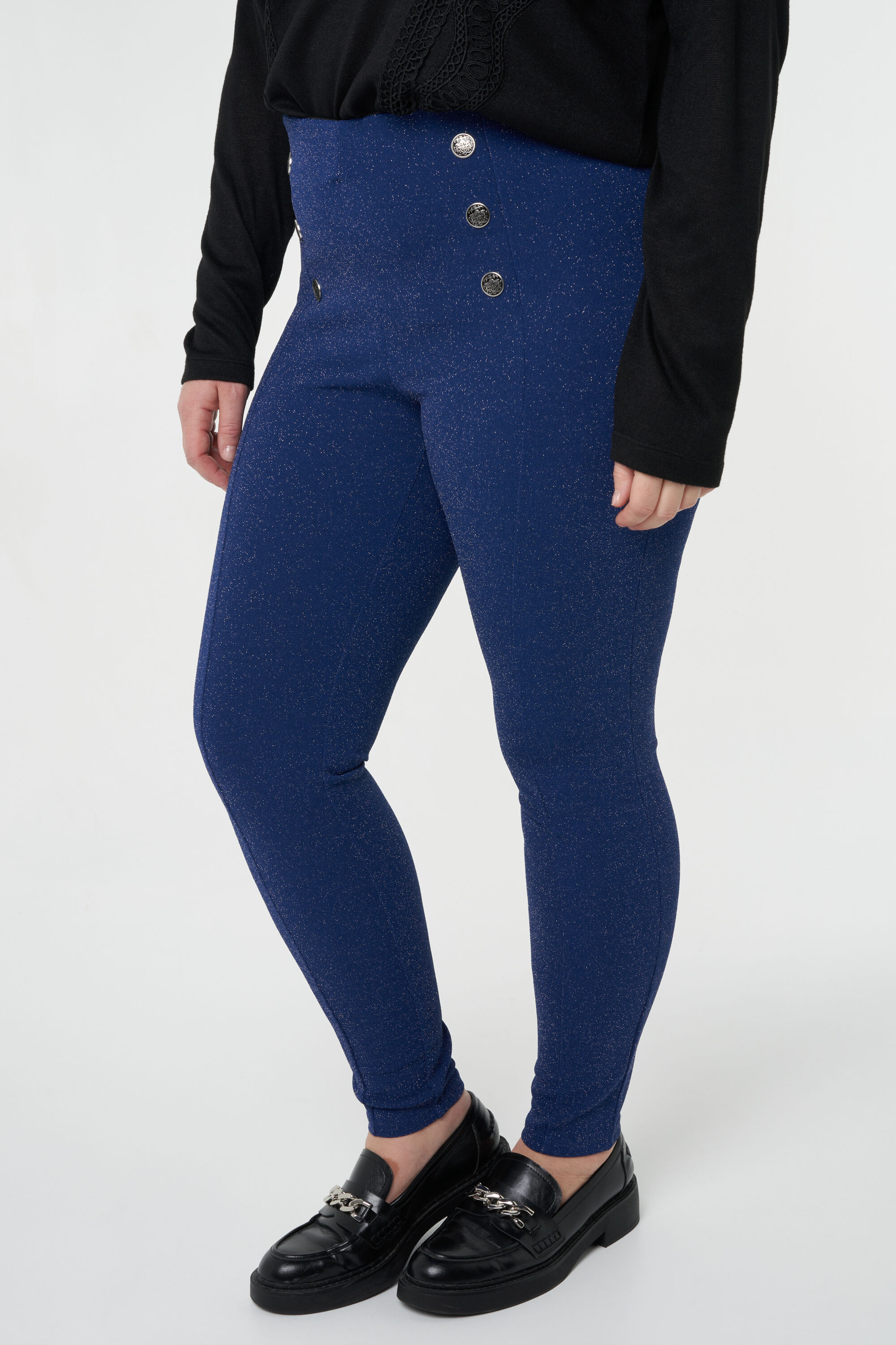 Treggings brillantes con botones image number 5